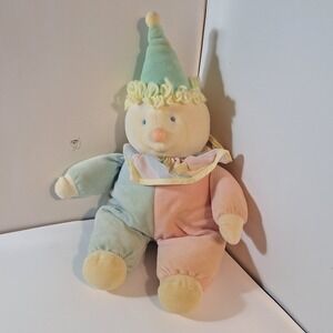 Eden Pastel Clown Plush Stuffed Toy Soft Body Split Between Light Blue & Pink